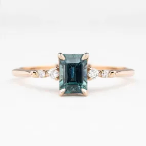 Estel Luxe Ring 1.09ct Blue Green Montana Sapphire, 14K Rose Gold (One of a kind)