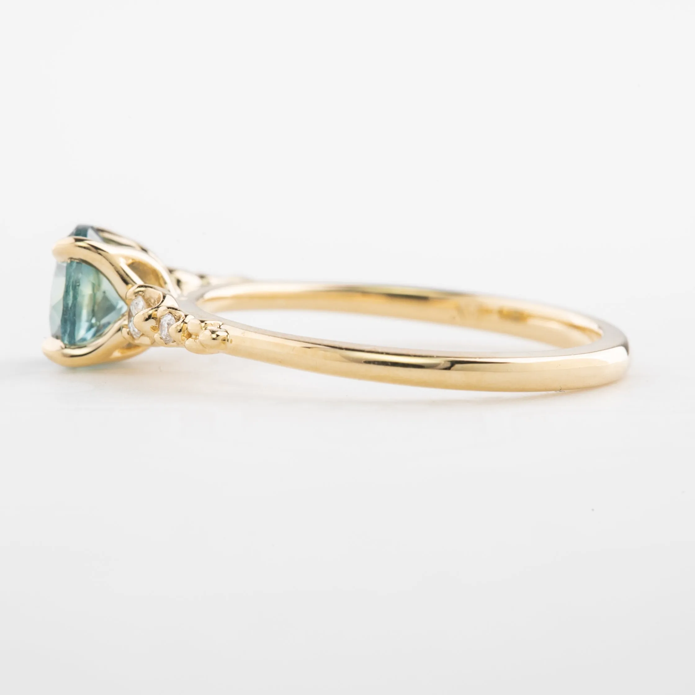 Estel Luxe Ring 1.14ct Parti Blue Green Montana Sapphire, 14k Yellow Gold (One of a kind)