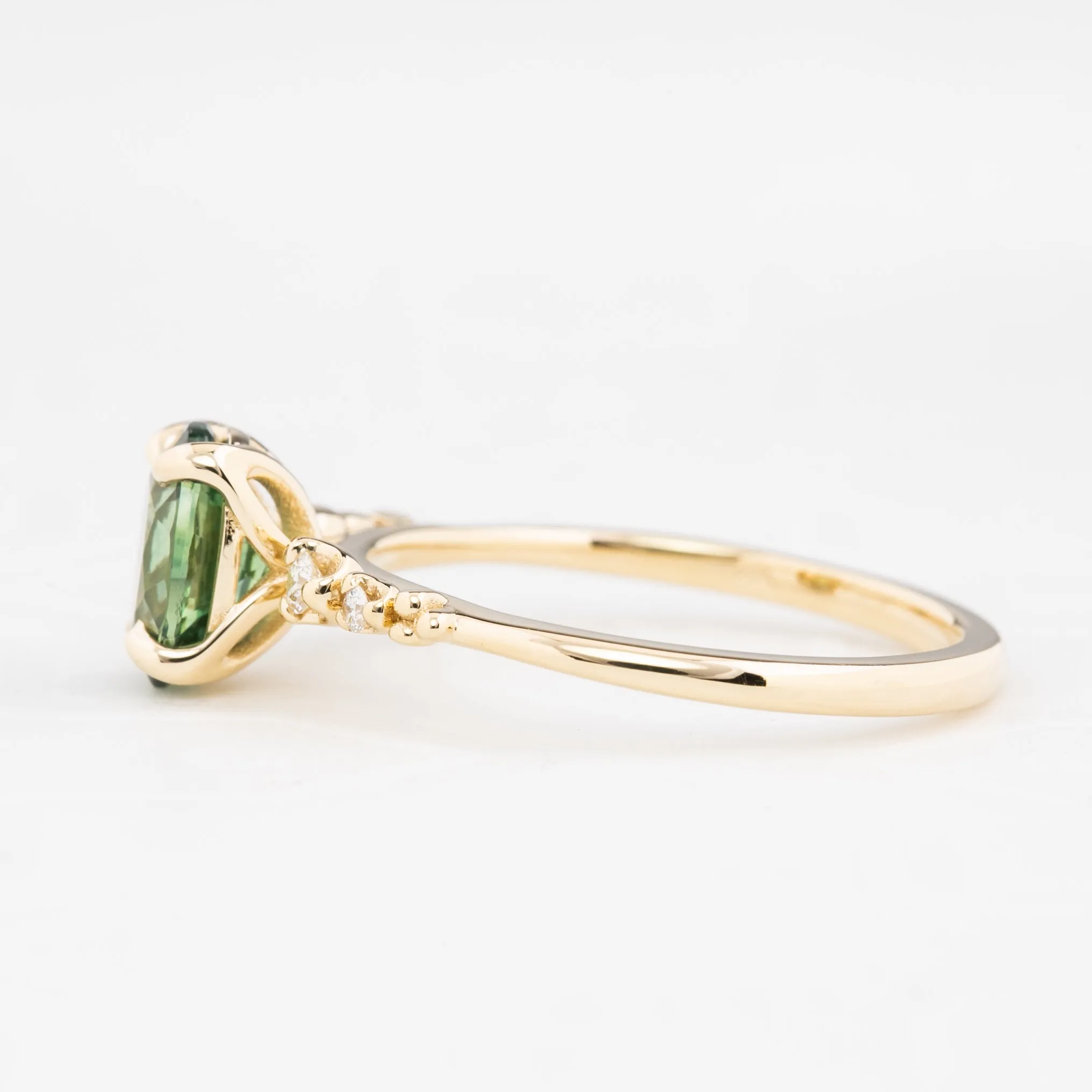 Estel Luxe Ring 1.46ct Green Montana Sapphire, 14k Yellow Gold (One of a kind)