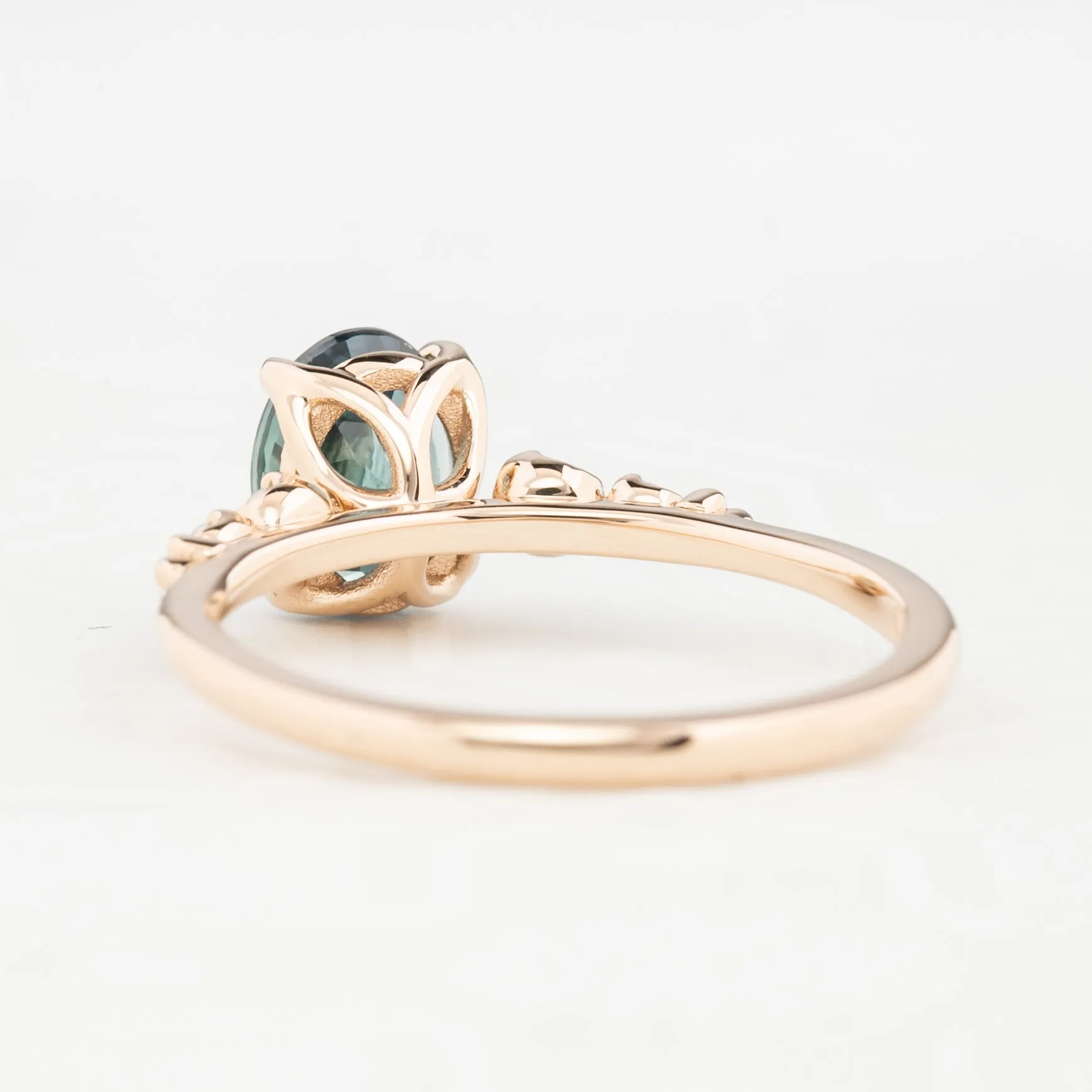 Estel Luxe Ring 1.68ct Blue Green Montana Sapphire, 14k Rose Gold (One of a kind)