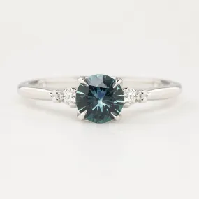 Estel Ring - 0.77ct Blue Green Montana Sapphire, 14k White Gold (One of a kind)