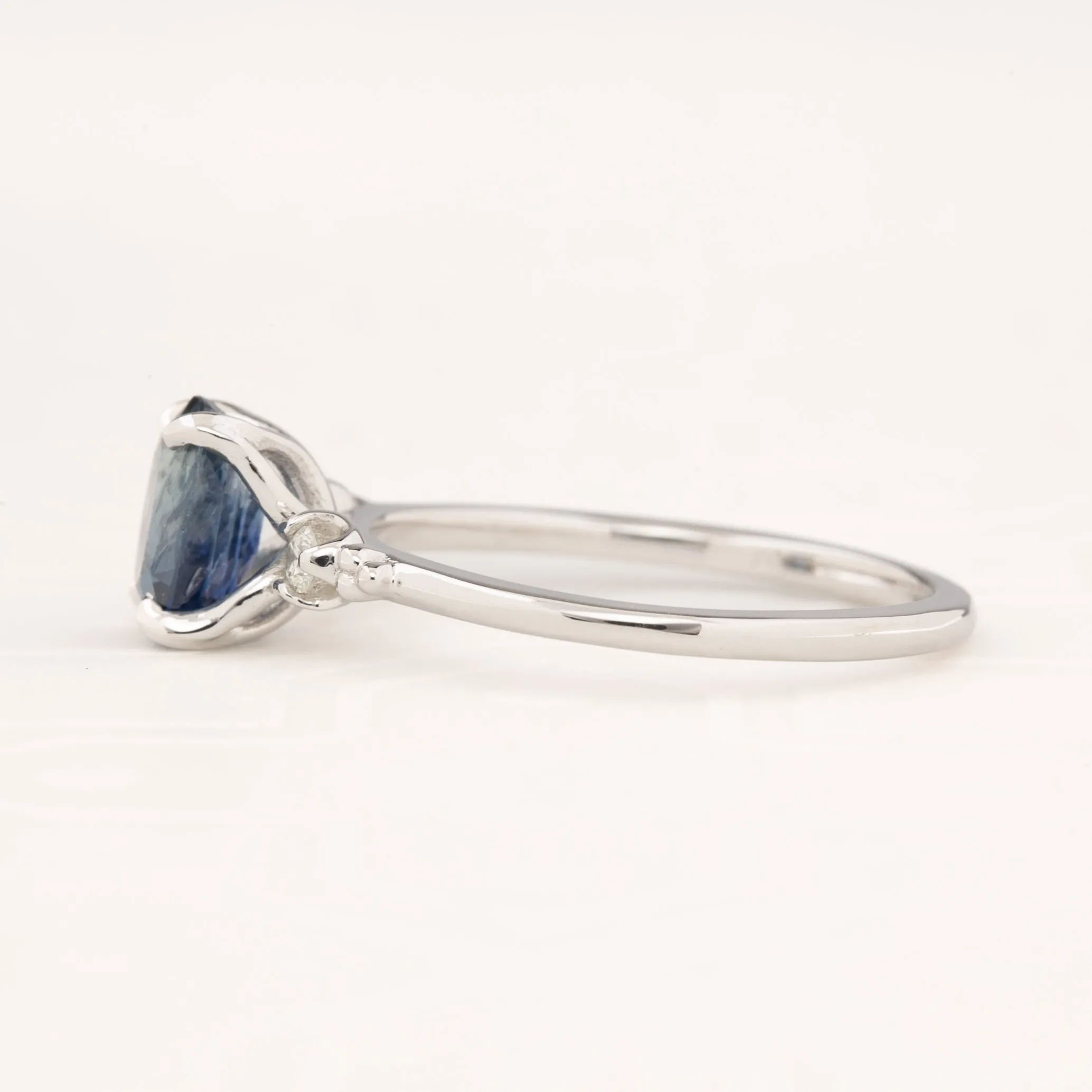 Estel Ring 1.42ct Oval Blue Sapphire, 14K White Gold (One of a kind)