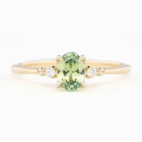 Estel Ring 6.5mm 0.85ct Oval Light Green Montana Sapphire 14K Yellow Gold