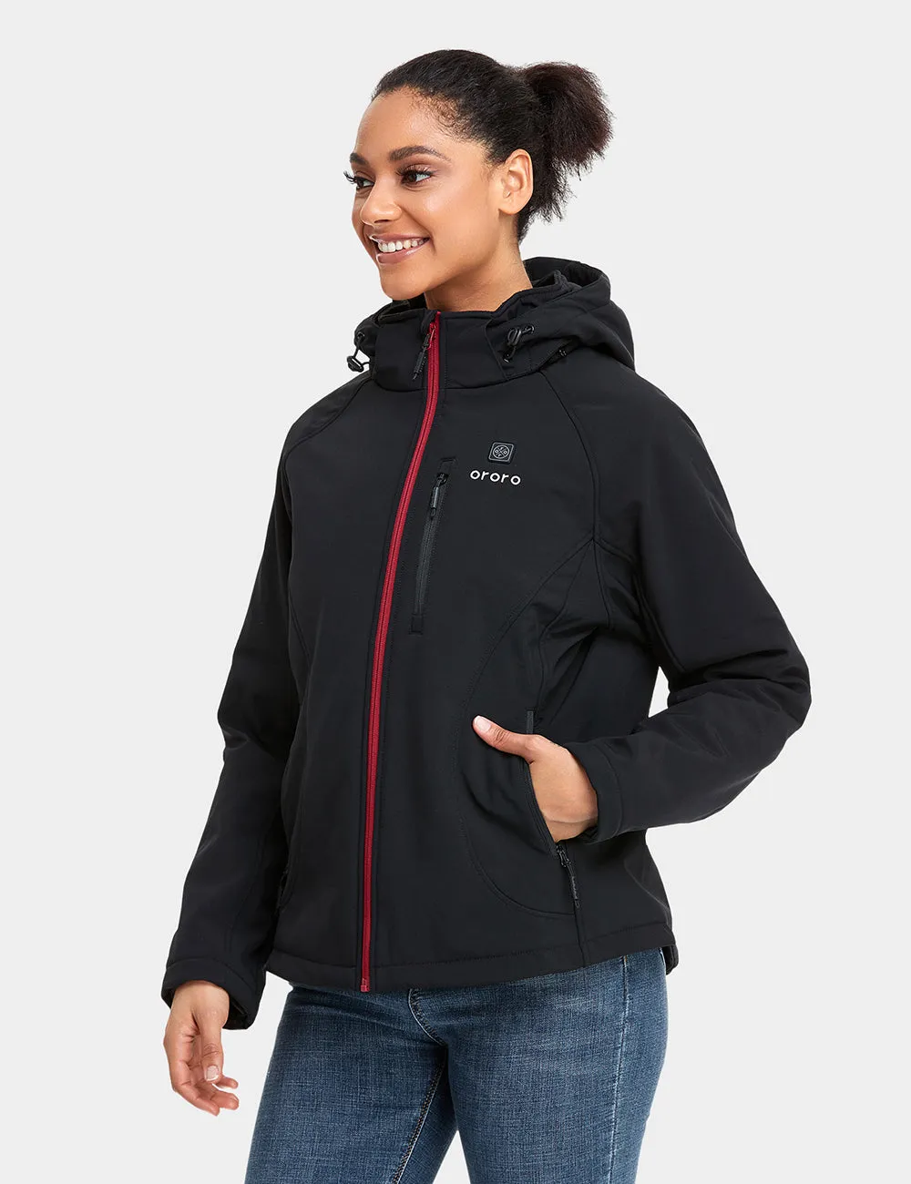 Final Sale - Women's Heated Jacket - Black & Red (with B19G Battery)