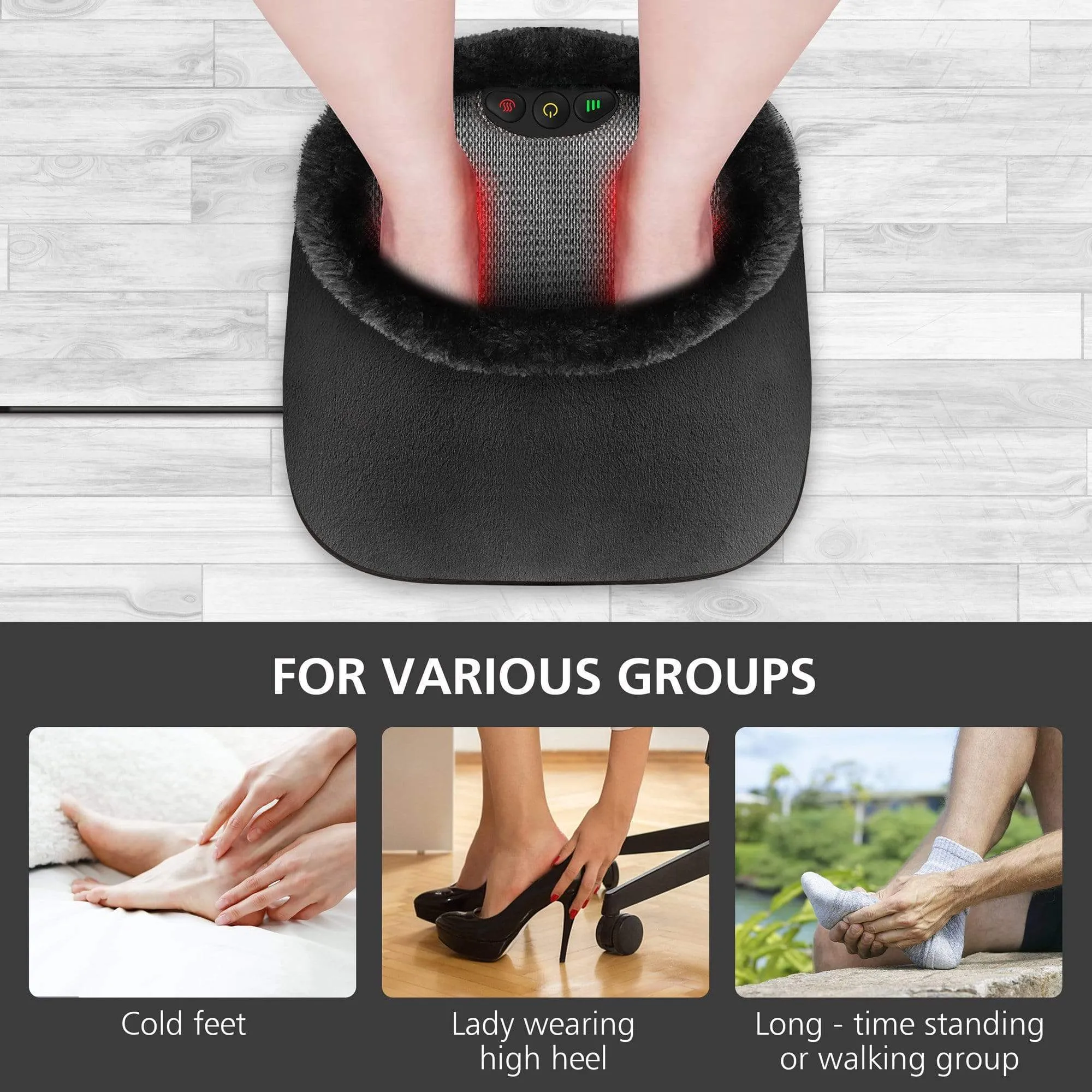 Foot Massager with Heat,Shiatsu Heated Feet Massager Machine  - 593G