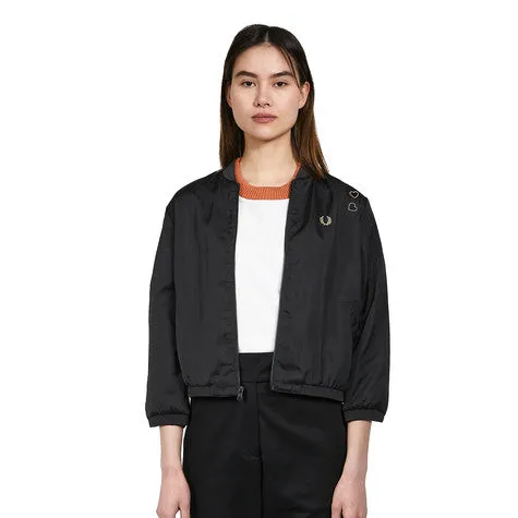 Fred Perry Amy Winehouse Satin Bomber Jacket (Black)