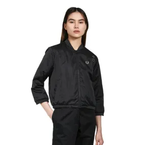 Fred Perry Amy Winehouse Satin Bomber Jacket (Black)