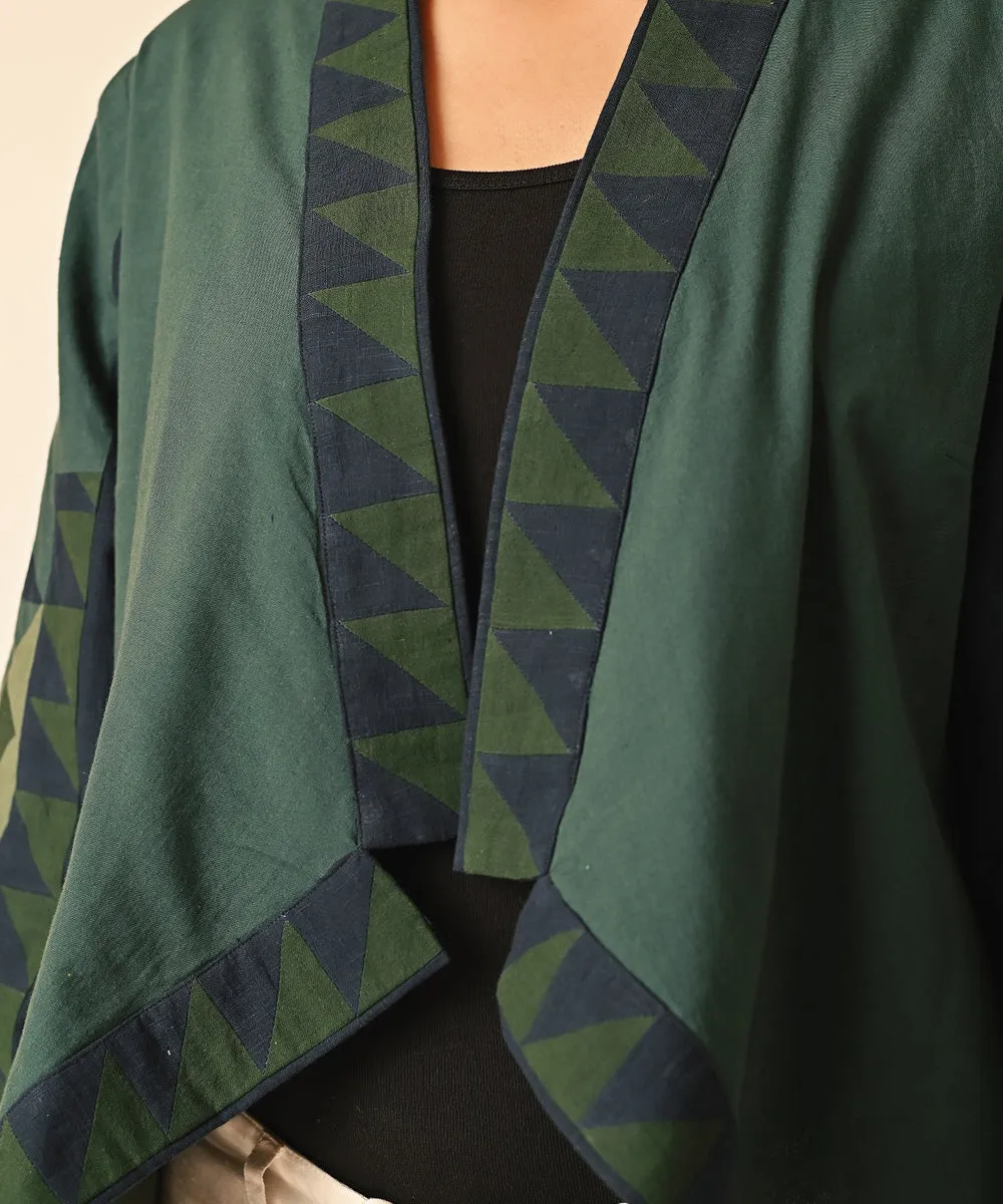 Green handwoven handkercheif hem ralli jacket