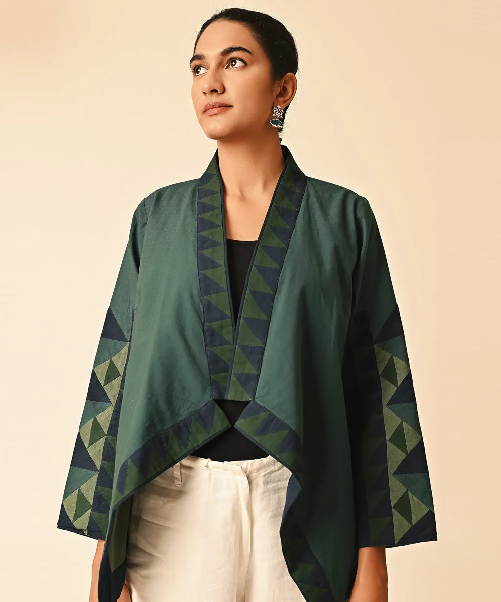 Green handwoven handkercheif hem ralli jacket