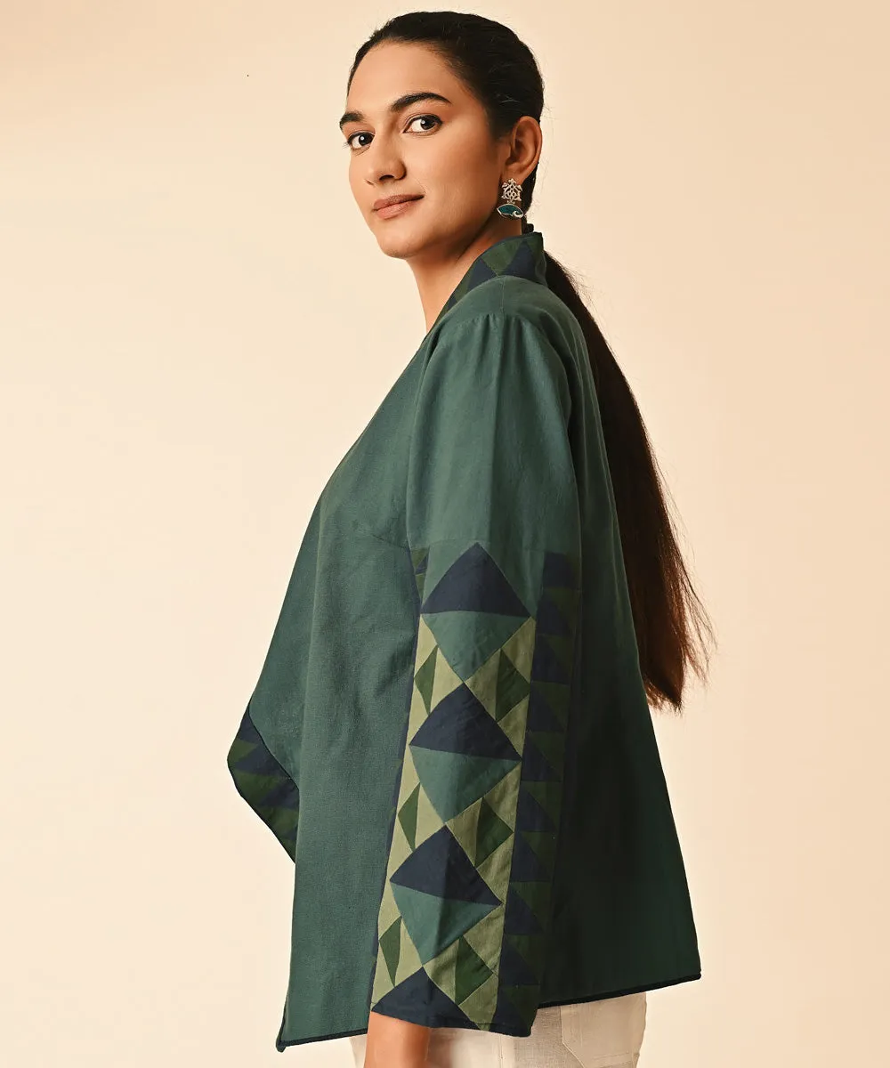 Green handwoven handkercheif hem ralli jacket