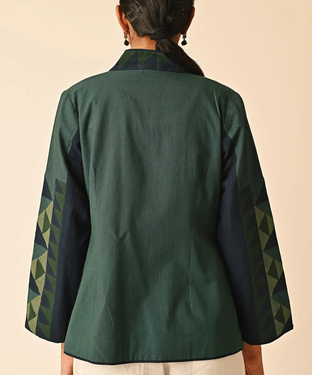 Green handwoven handkercheif hem ralli jacket