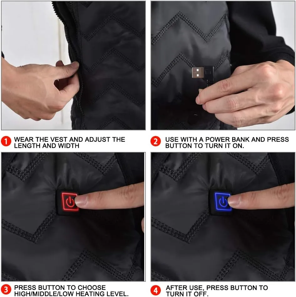 Heated Vest for Men or Women - Use Any USB Power Bank (Sold Separately)