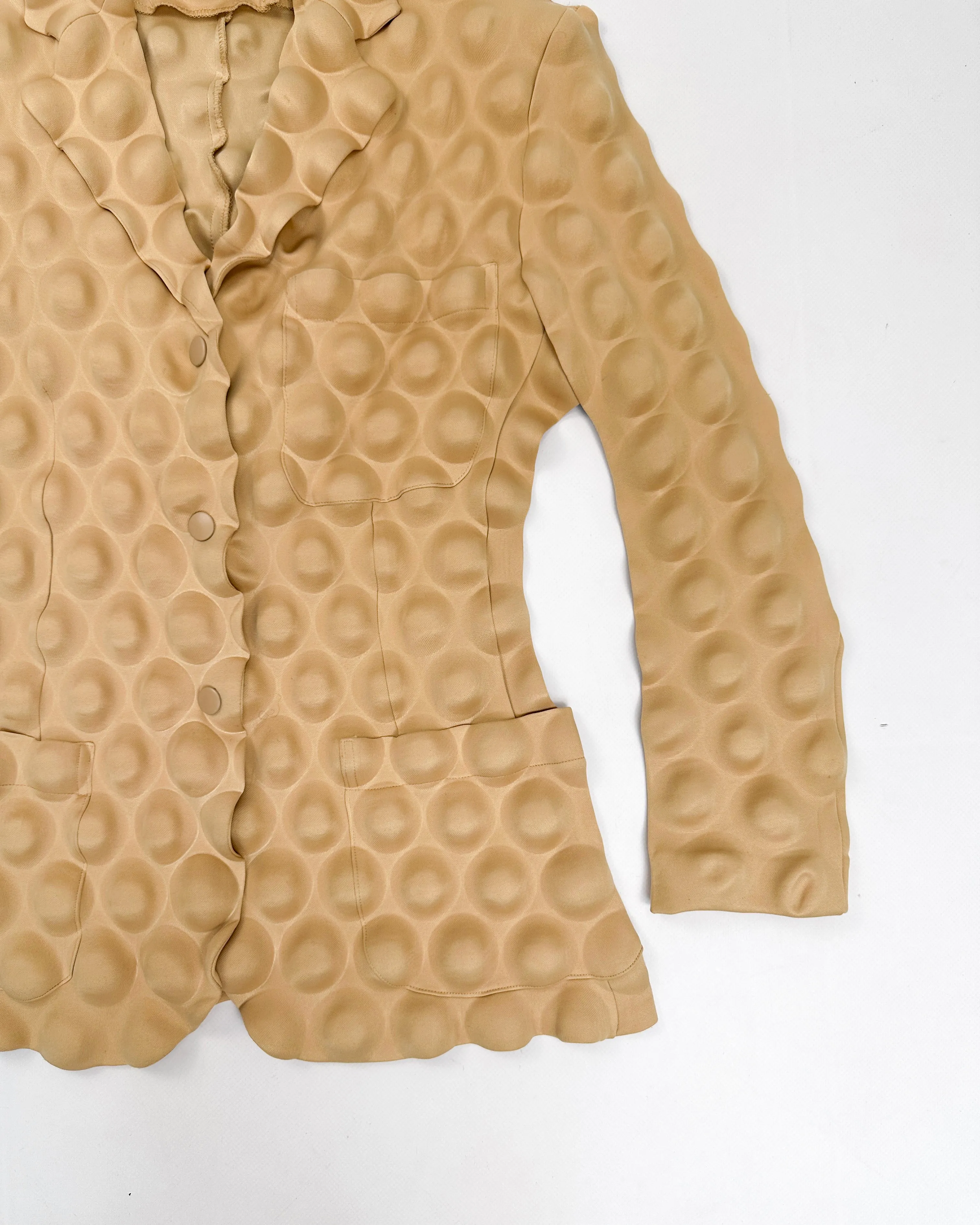 Issey Miyake "Egg Carton" Texture Beige Blazer 2000