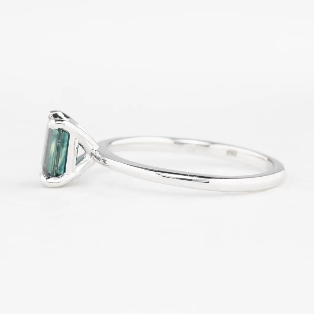 Jane Ring 1.12ct Deep Teal Blue Montana Sapphire, 14k White Gold (One of a kind)