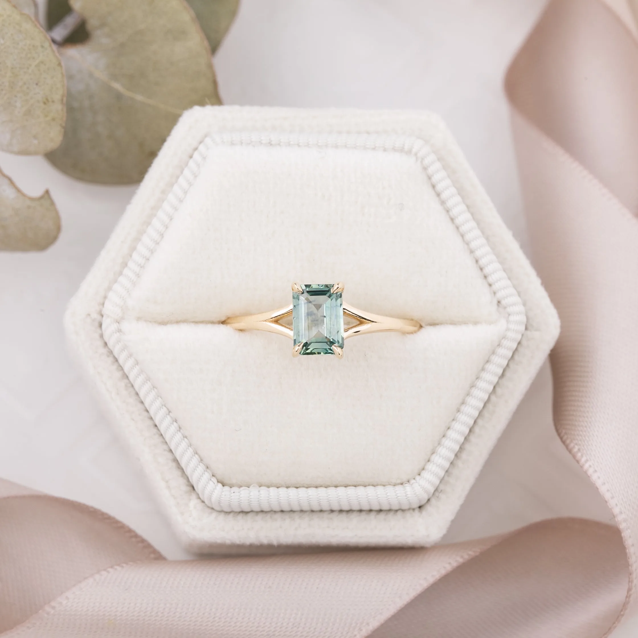 Kylie Ring 1.15ct Light Green Montana Sapphire, 14k Yellow Gold (One of a kind)