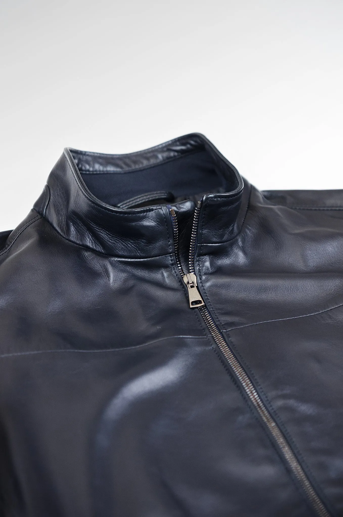 Leon leather bomber jacket (dark blue)