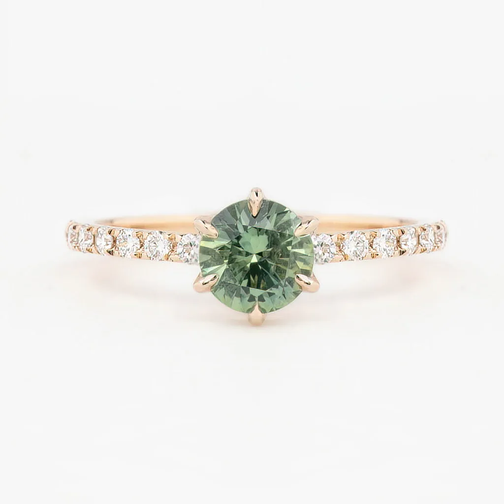 One-of-a-Kind Maria Luxe 0.9ct Light Green Montana Sapphire Ring in 14K Rose Gold