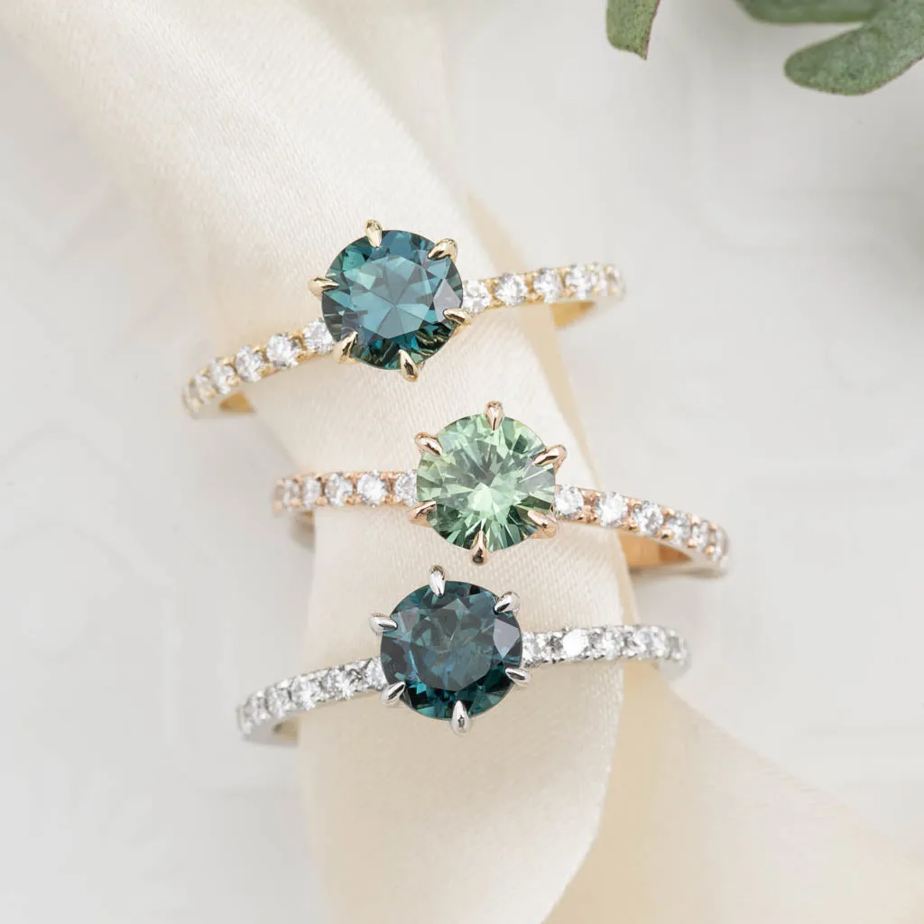 One-of-a-Kind Maria Luxe 0.9ct Light Green Montana Sapphire Ring in 14K Rose Gold