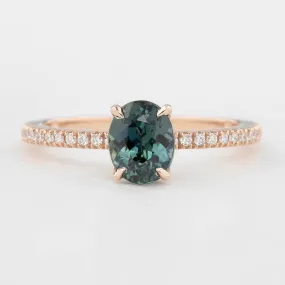 Maria Ring - 1.48ct Peacock Green Ceylon Sapphire, 14k rose gold (One of a kind)