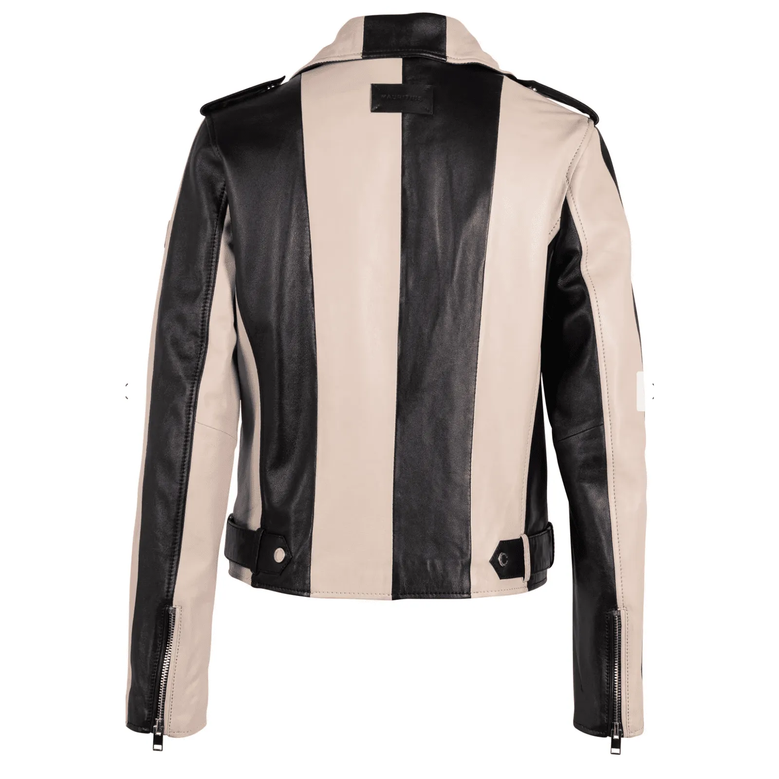 Mauritius Armilla CF Striped Leather Jacket in Black and Beige