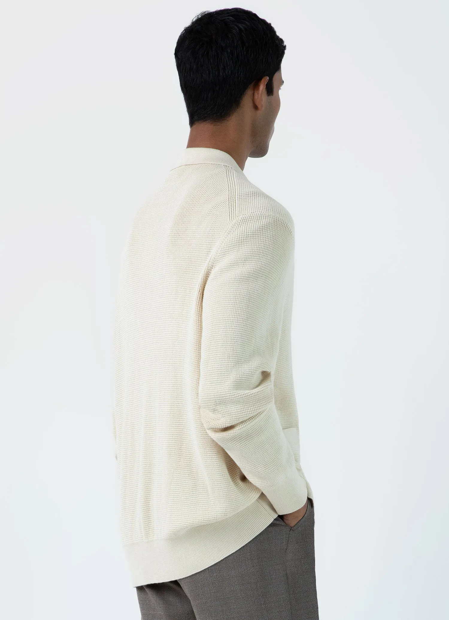 Men's Waffle Stitch Jacket in Ecru