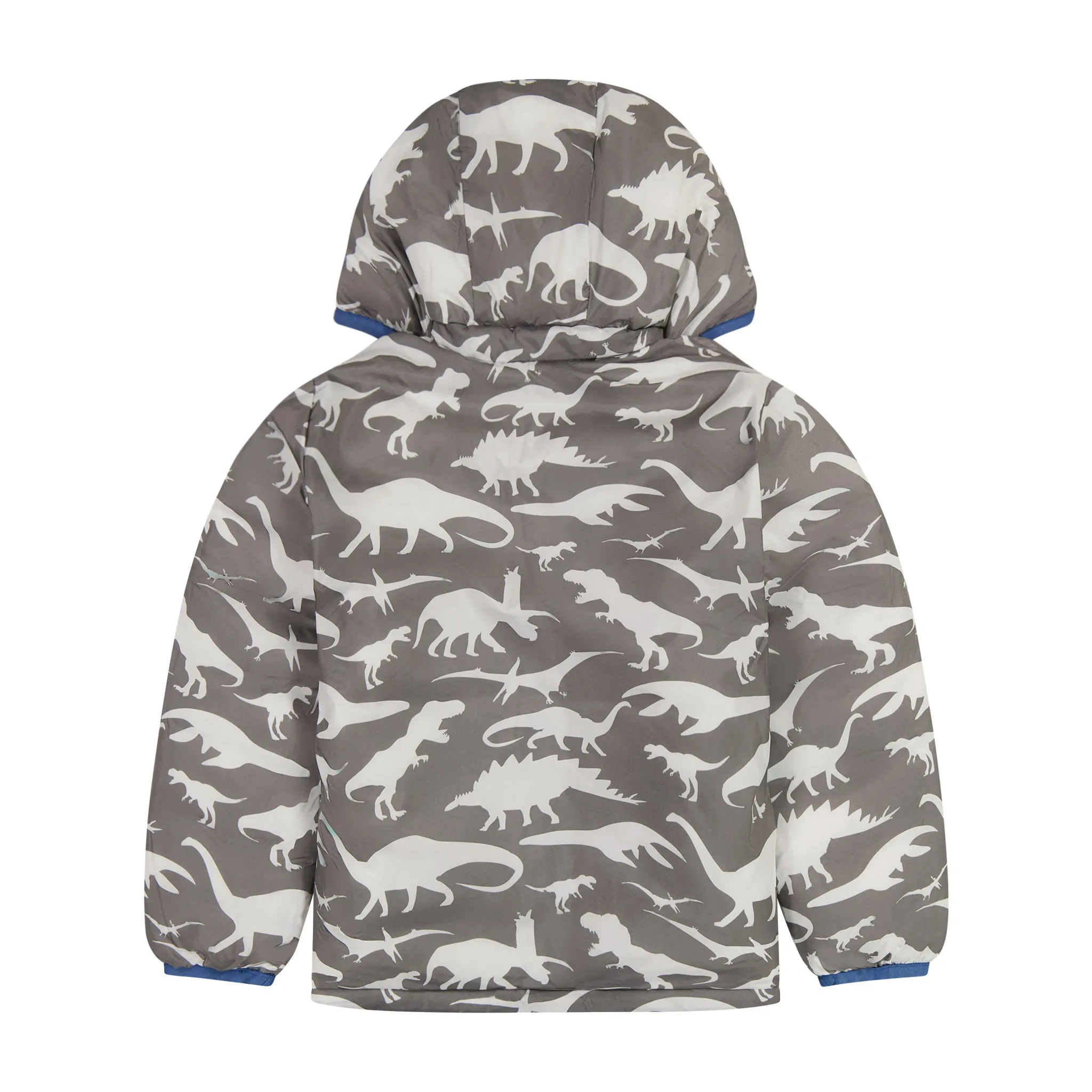 Midnight Blue Dinos Reversible Puffer  | Blue