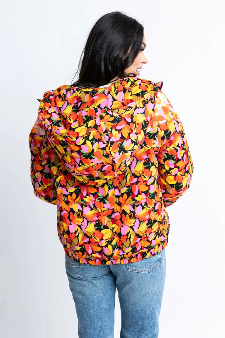 Multi Floral Hooded Puffer Jacket