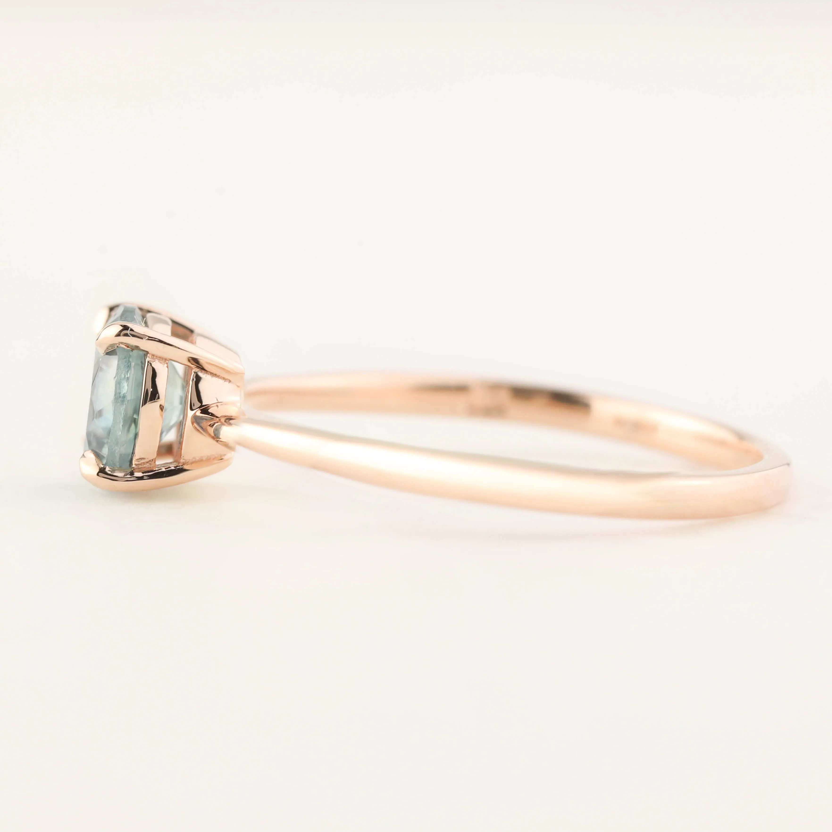 Nina Ring - 1.11ct Light Blue Green Montana Sapphire, 14k Rose Gold (One of a kind)