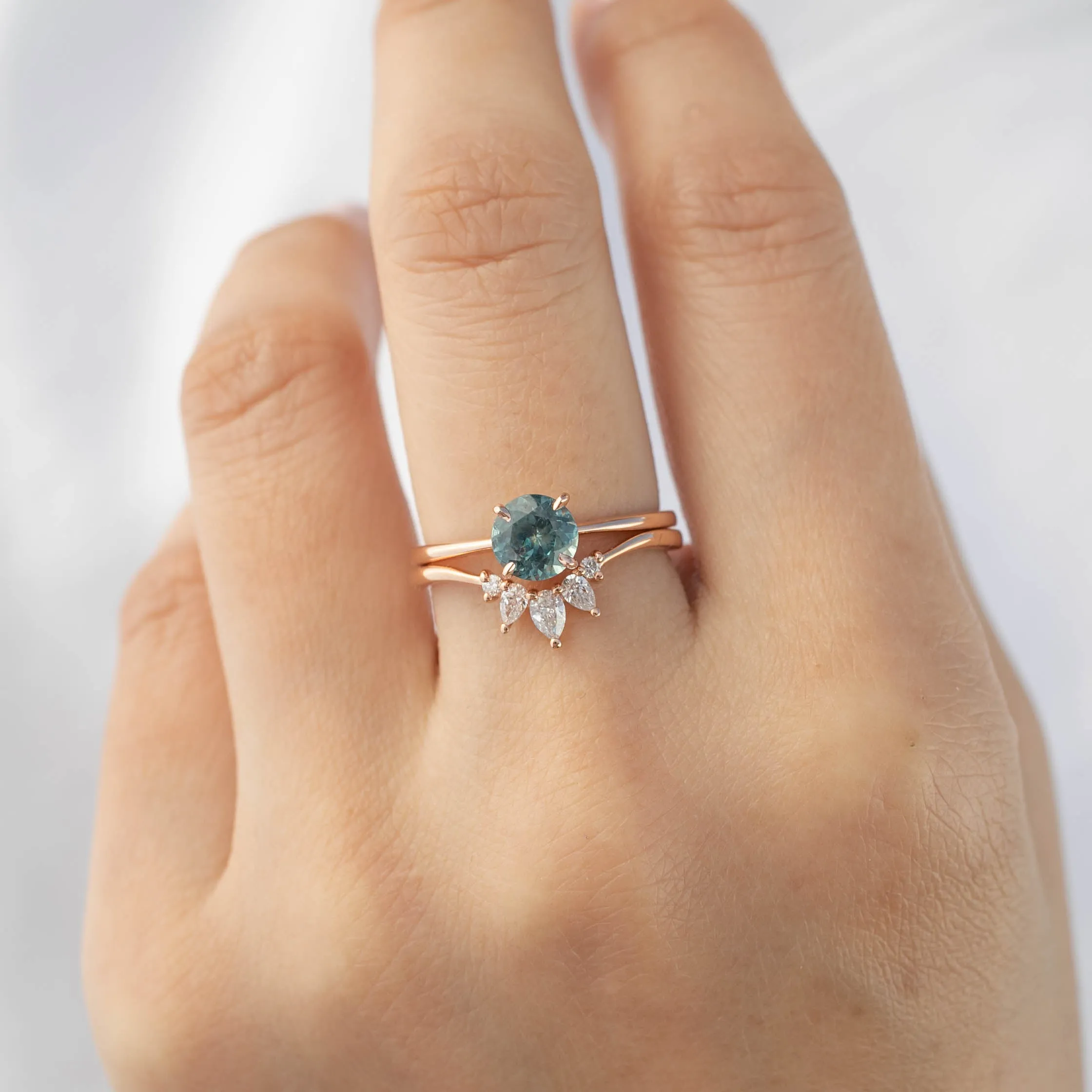 Nina Ring - 1.11ct Light Blue Green Montana Sapphire, 14k Rose Gold (One of a kind)