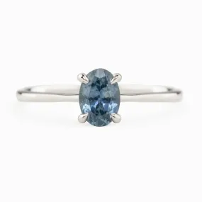 Nina Ring - 6.5x4.5mm 0.75ct Blue Montana Sapphire, 14k White Gold