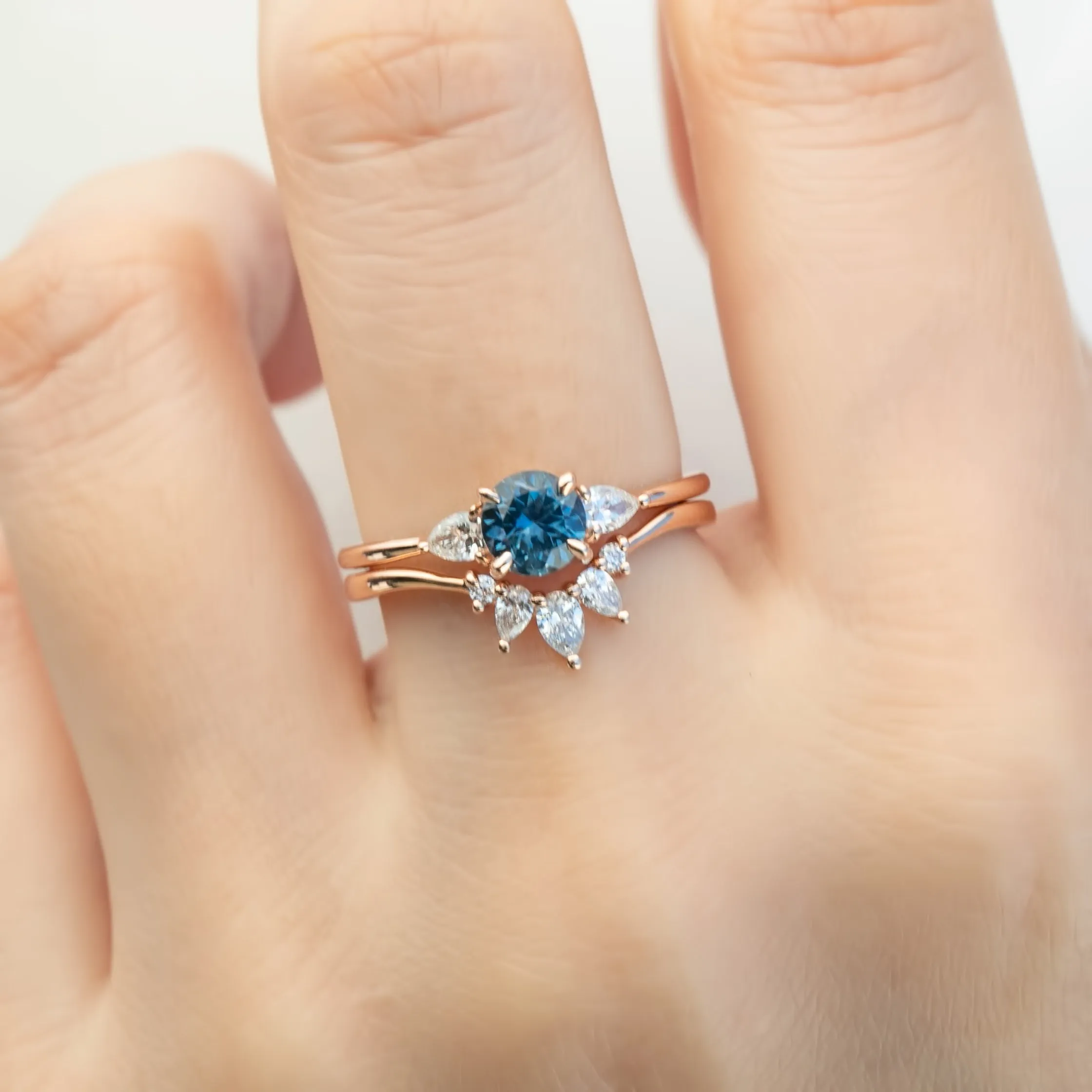 Olivia Ring - 0.89ct Teal Blue Montana Sapphire, 14k rose gold (One of a kind)