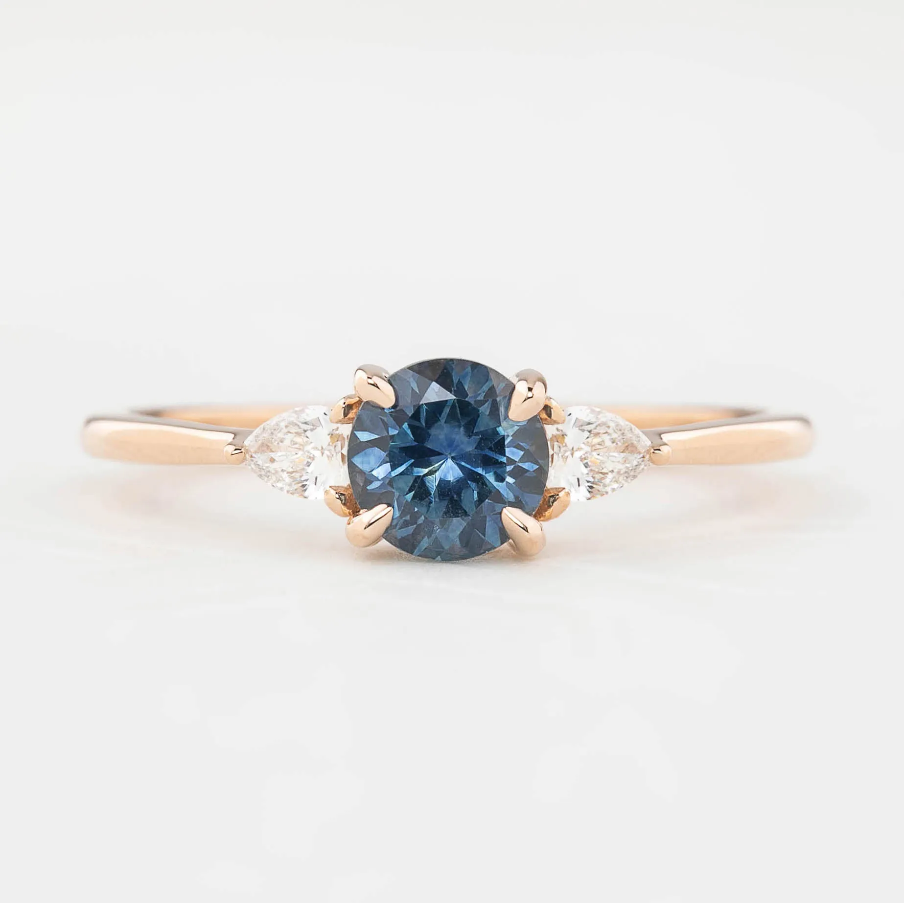 Olivia Ring - 0.89ct Teal Blue Montana Sapphire, 14k rose gold (One of a kind)