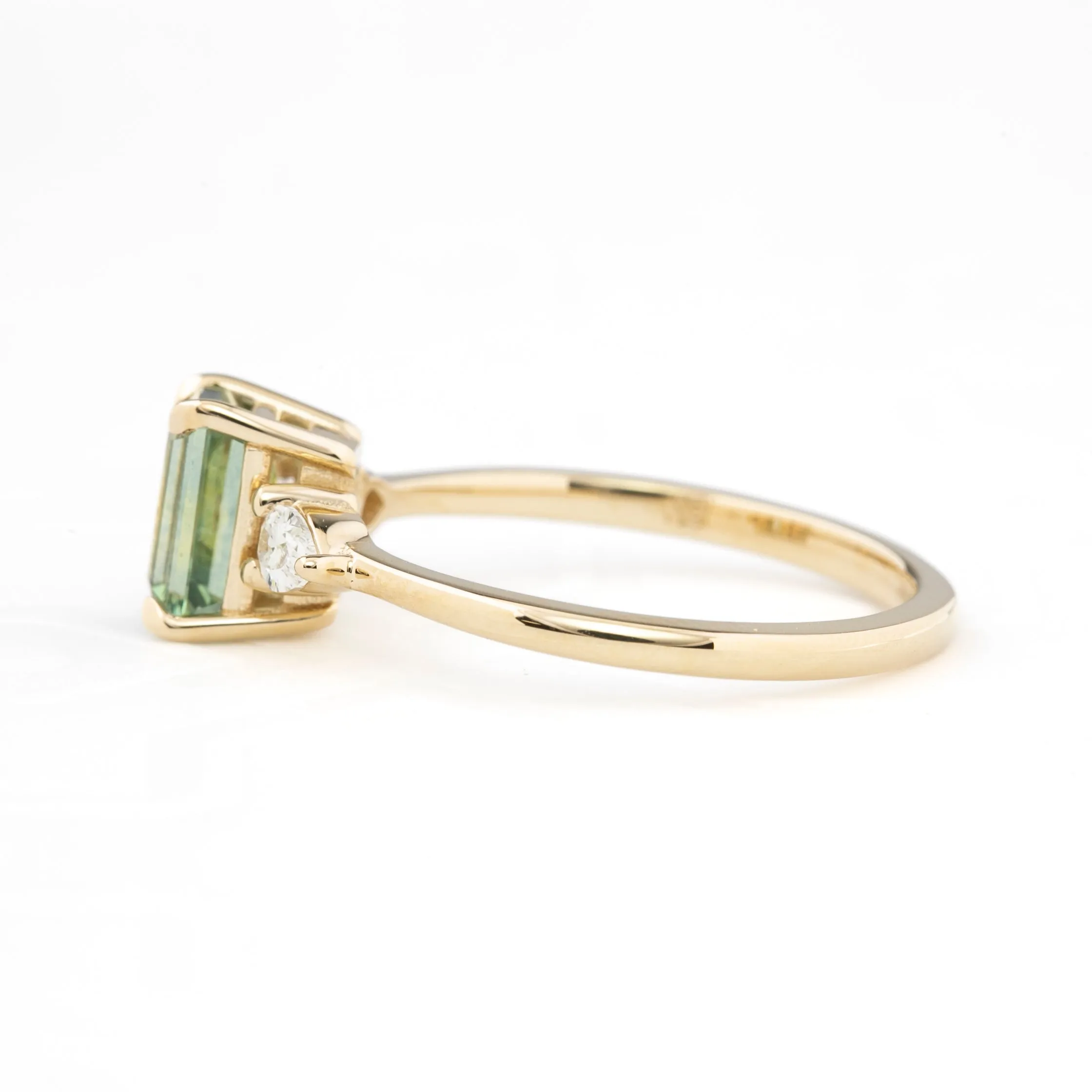 Olivia Ring 1.55ct Green Montana Sapphire, 14k Yellow Gold (One of a kind)