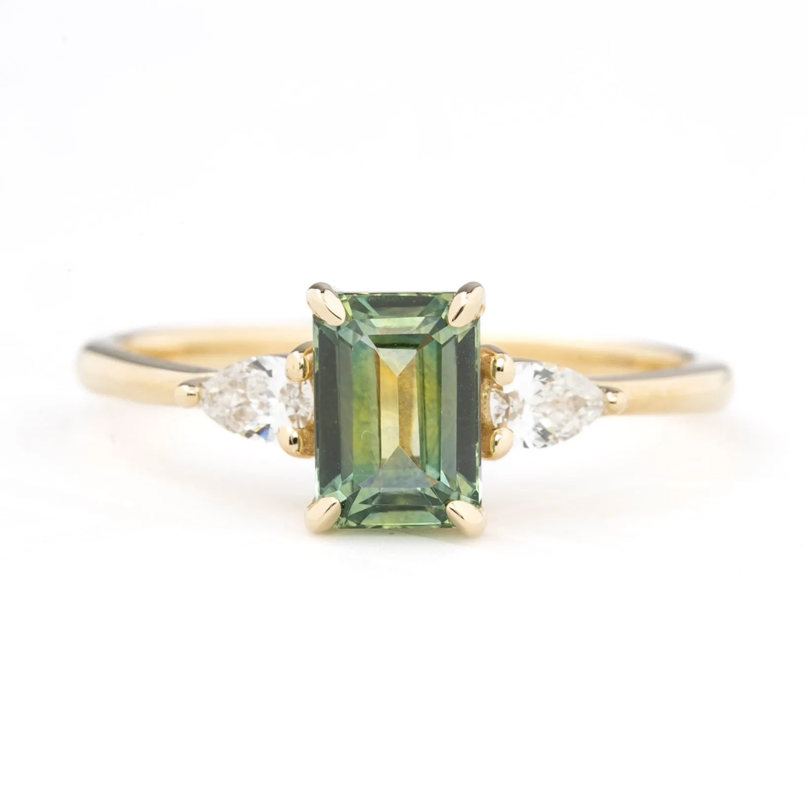 Olivia Ring 1.55ct Green Montana Sapphire, 14k Yellow Gold (One of a kind)