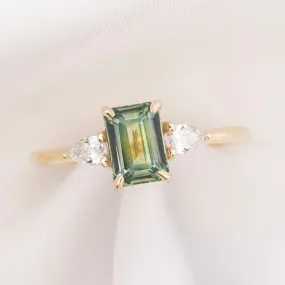 Olivia Ring 1.55ct Green Montana Sapphire, 14k Yellow Gold (One of a kind)