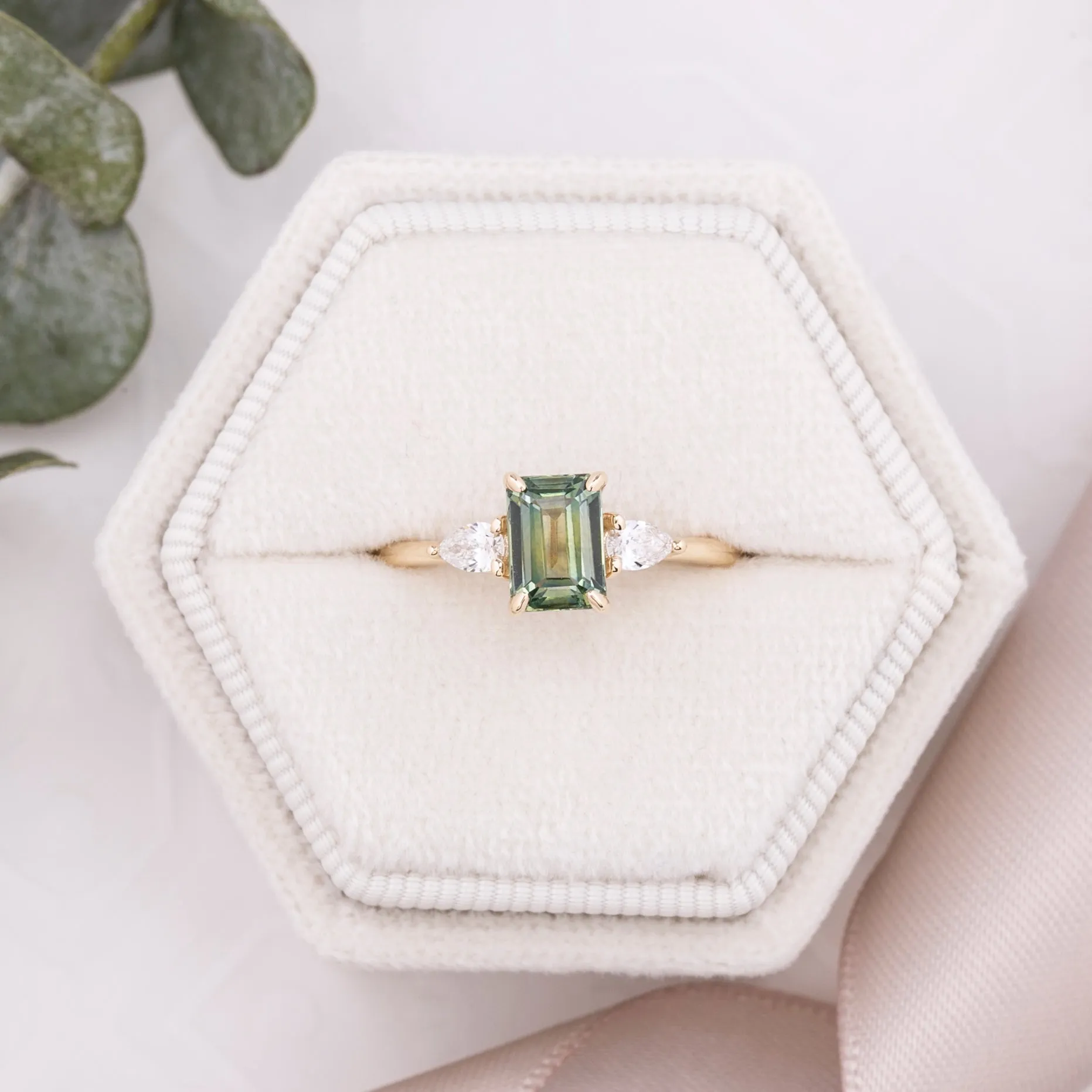 Olivia Ring 1.55ct Green Montana Sapphire, 14k Yellow Gold (One of a kind)