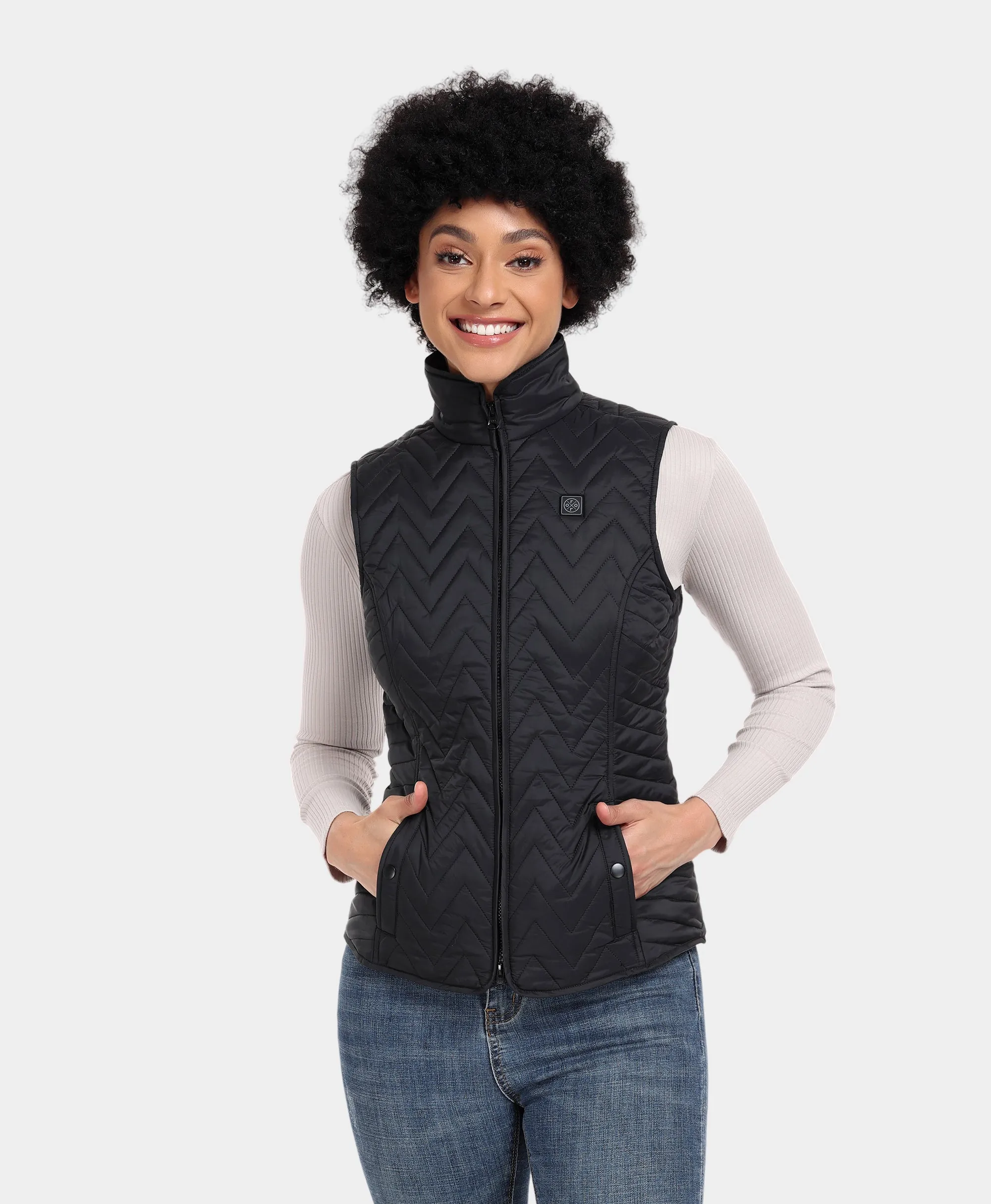 (Open-Box) Women's Heated Chevron Quilted Vest (Battery Set Not Included)