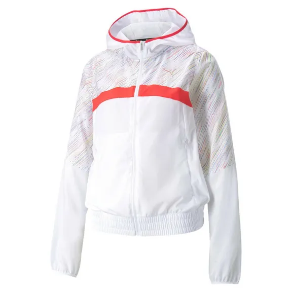 Puma women's windproof sports jacket with hood Jacket Run Graphic 520836 02 white