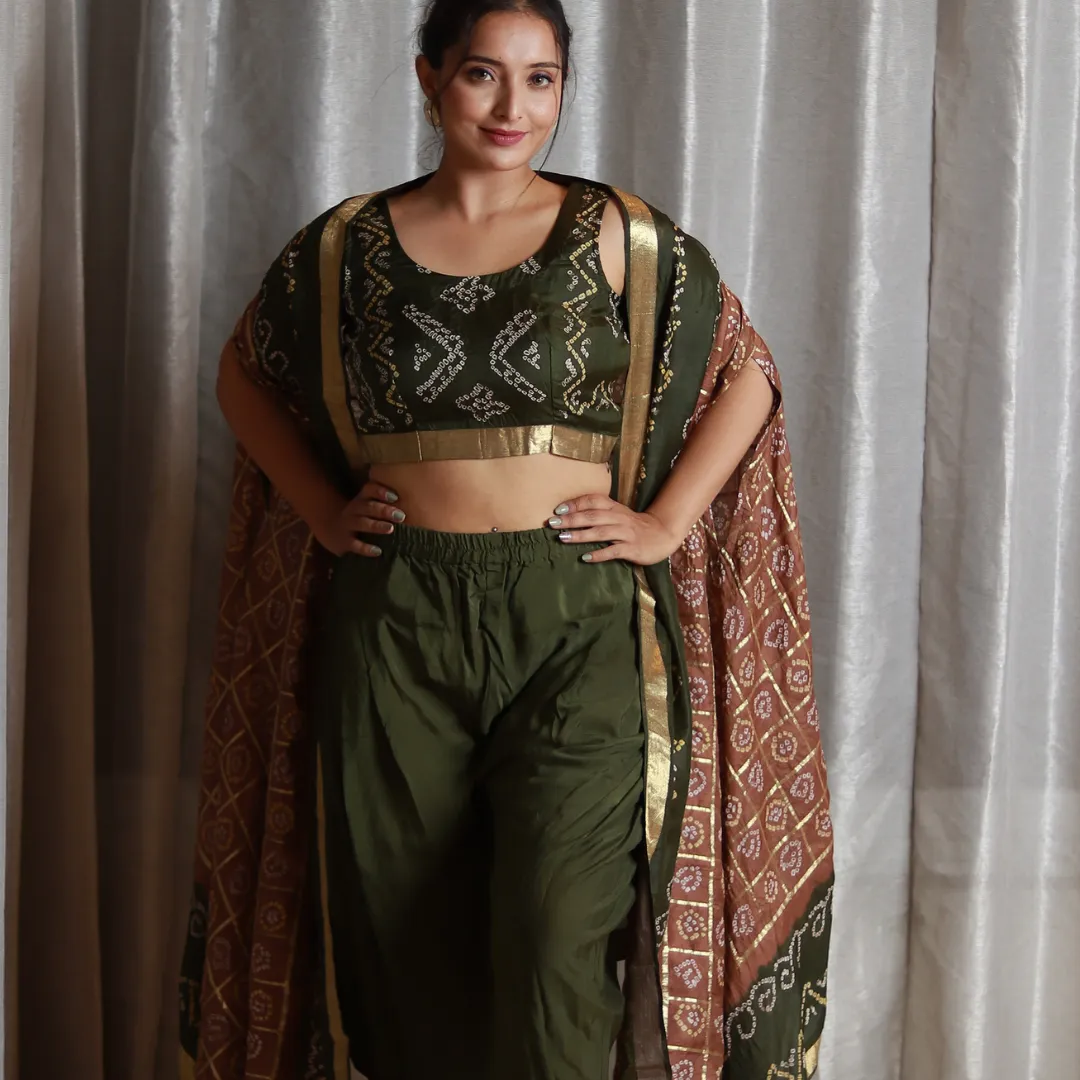 Pure silk Garchola drape jacket and dhoti dress