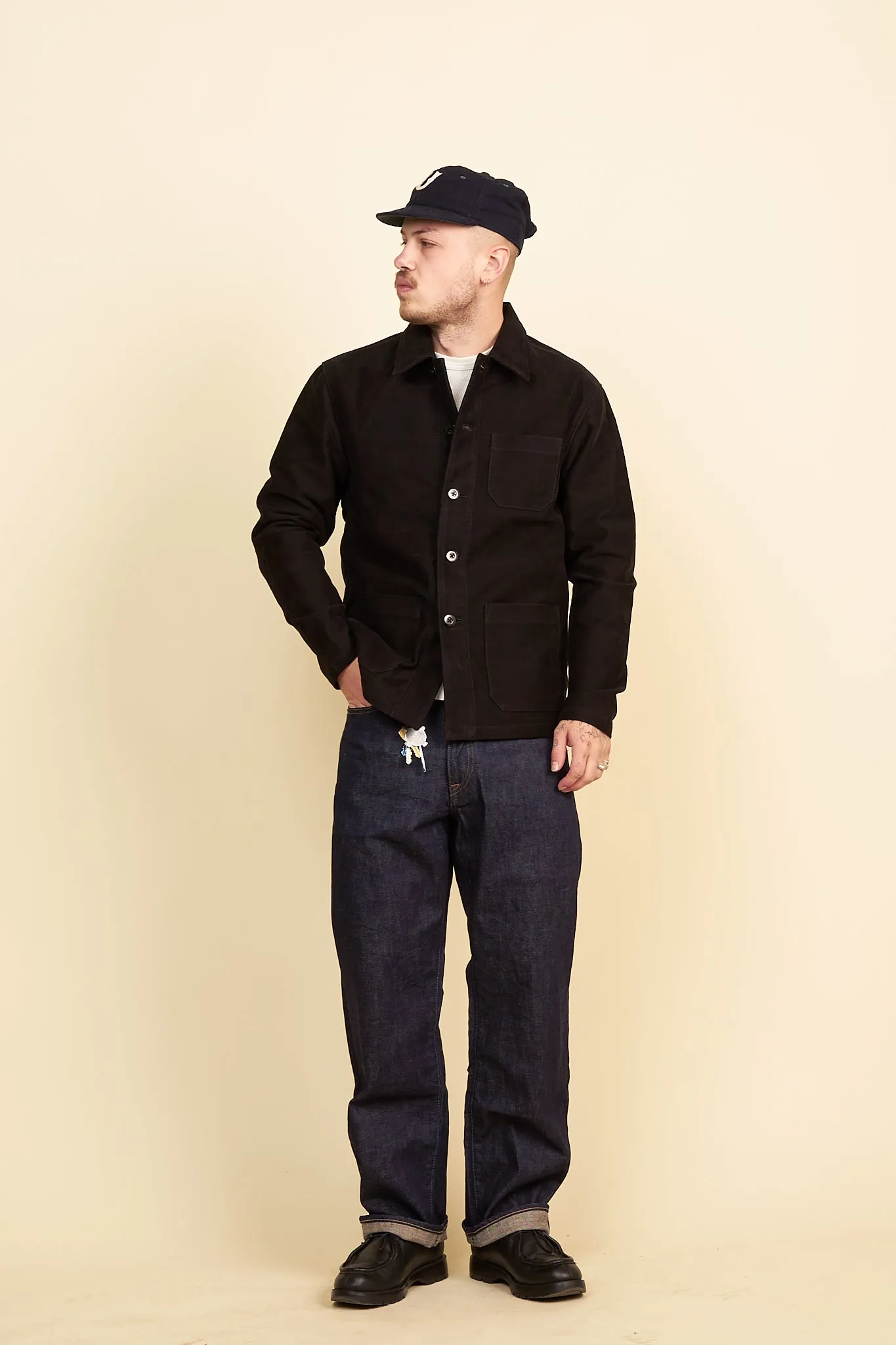 Rats French Work Jacket - Black Moleskin