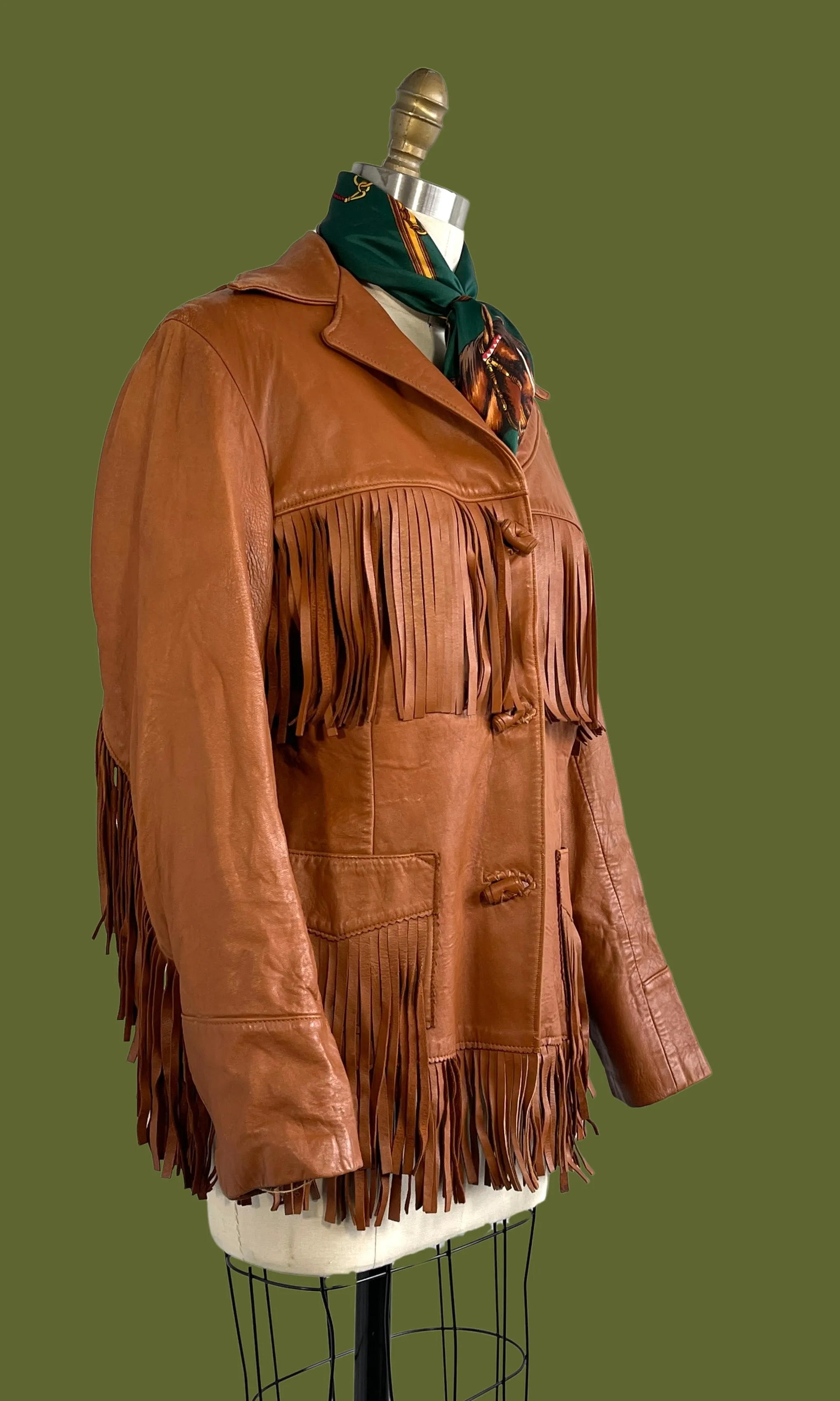 RODEO QUEEN 50s Chris Line Originals Western Fringe Leather, Size Medium