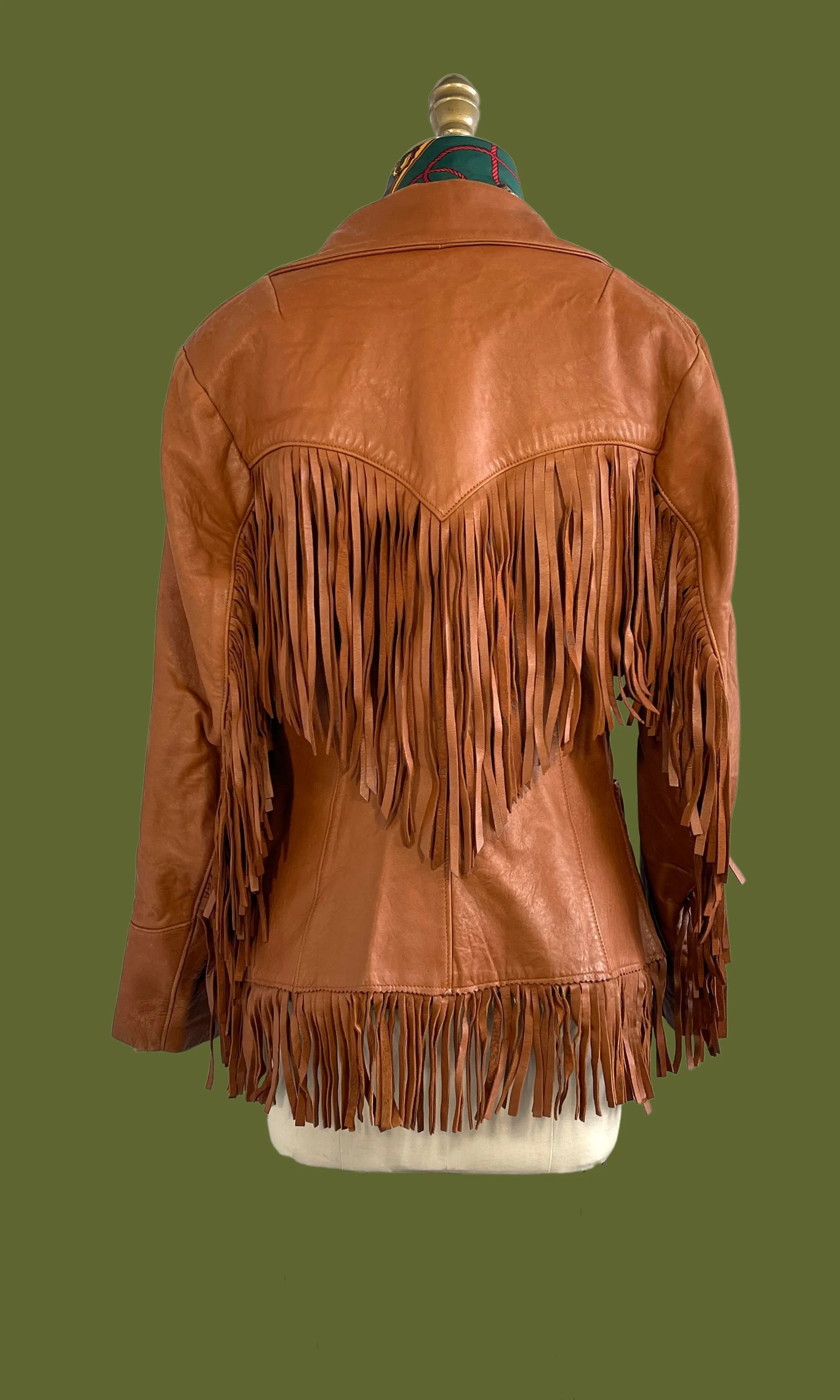 RODEO QUEEN 50s Chris Line Originals Western Fringe Leather, Size Medium