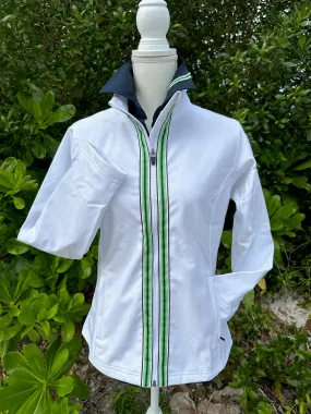 Sailor Soft Shell Jacket - White w/Navy, White & Lime Stripe Ribbon (SLR13)