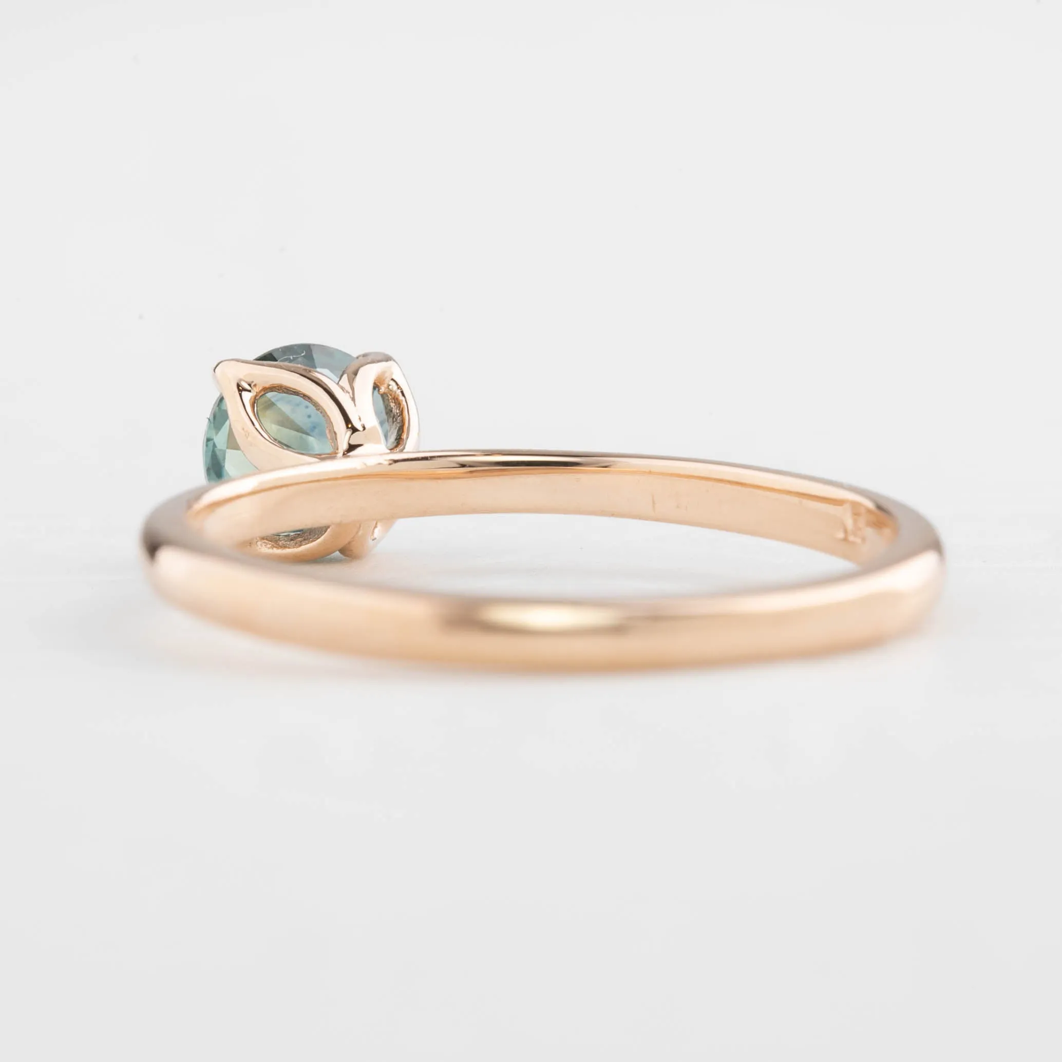 Sara Ring 0.72ct Light Blue Round Montana Sapphire, 14k Rose Gold (One of a kind)