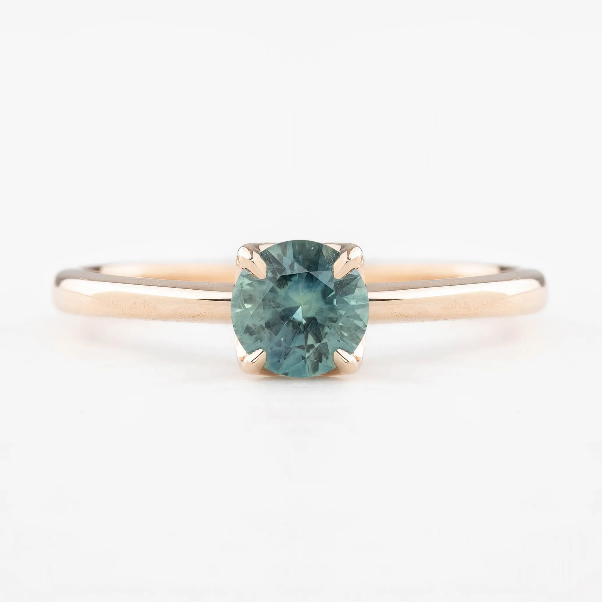 Sara Ring 0.72ct Light Blue Round Montana Sapphire, 14k Rose Gold (One of a kind)