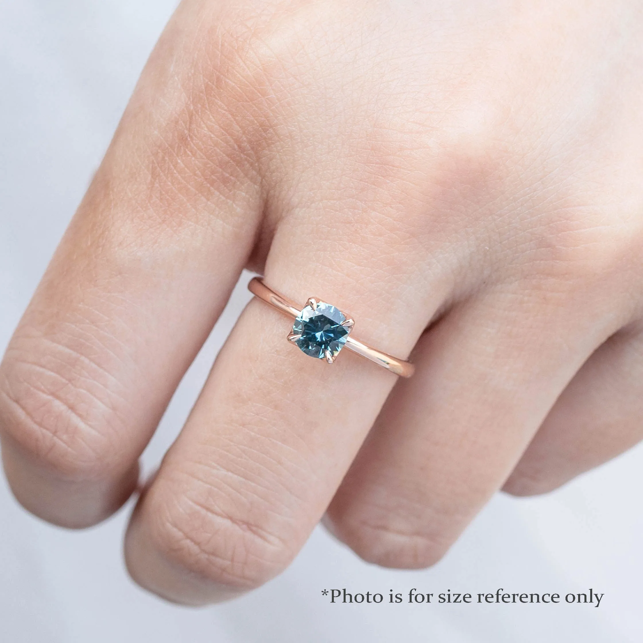 Sara Ring 0.72ct Light Blue Round Montana Sapphire, 14k Rose Gold (One of a kind)