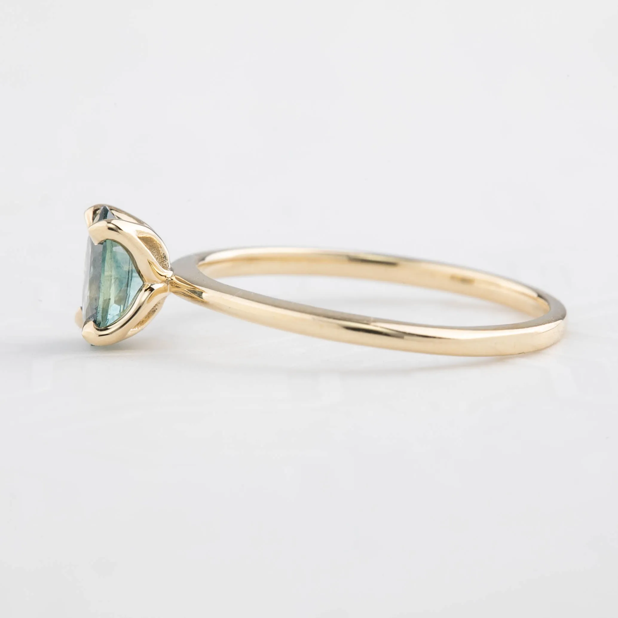 Sara Ring 0.82ct Blue Green Montana Sapphire, 14K Yellow Gold (One of a kind)