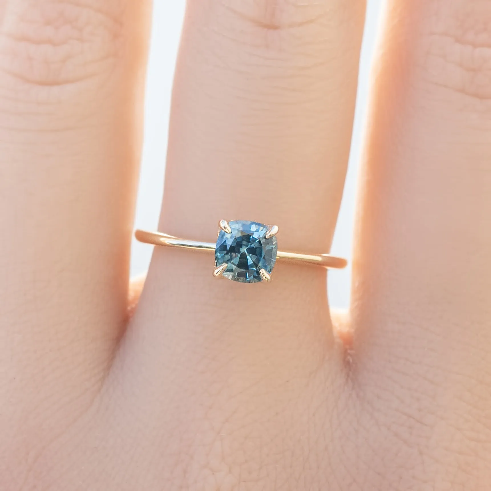 Sara Ring 0.97ct Teal Blue Montana Sapphire, 14K Yellow Gold (One of a kind)