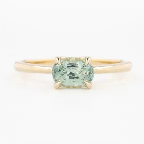 Sara Ring 1.15ct Light Blue Green Oval Montana Sapphire, 14K Yellow Gold (One of a kind)