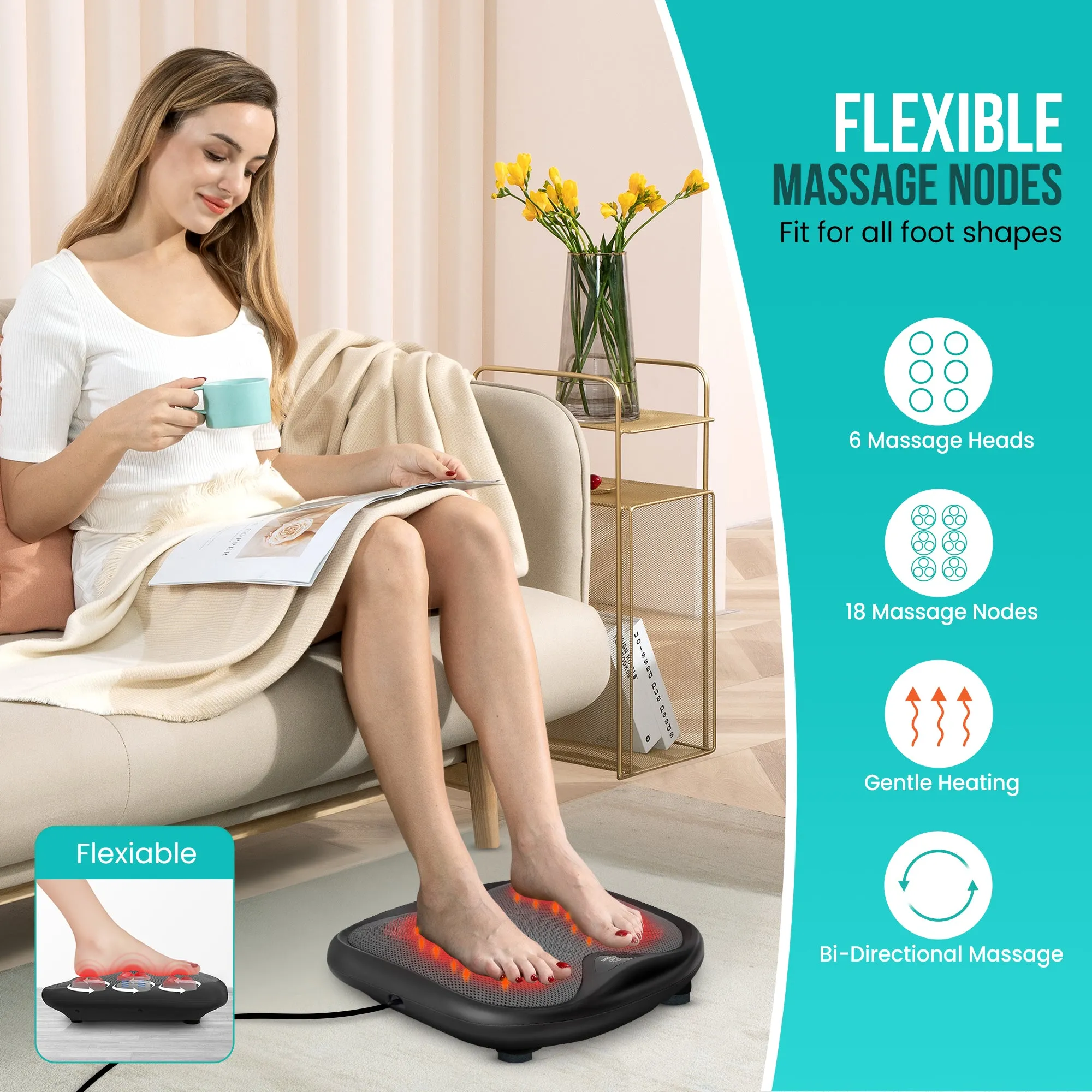 Shiatsu Foot Massager with Heat- Washable Cover Kneading Foot & Back Massager(Colored packaging) - SL-593-2